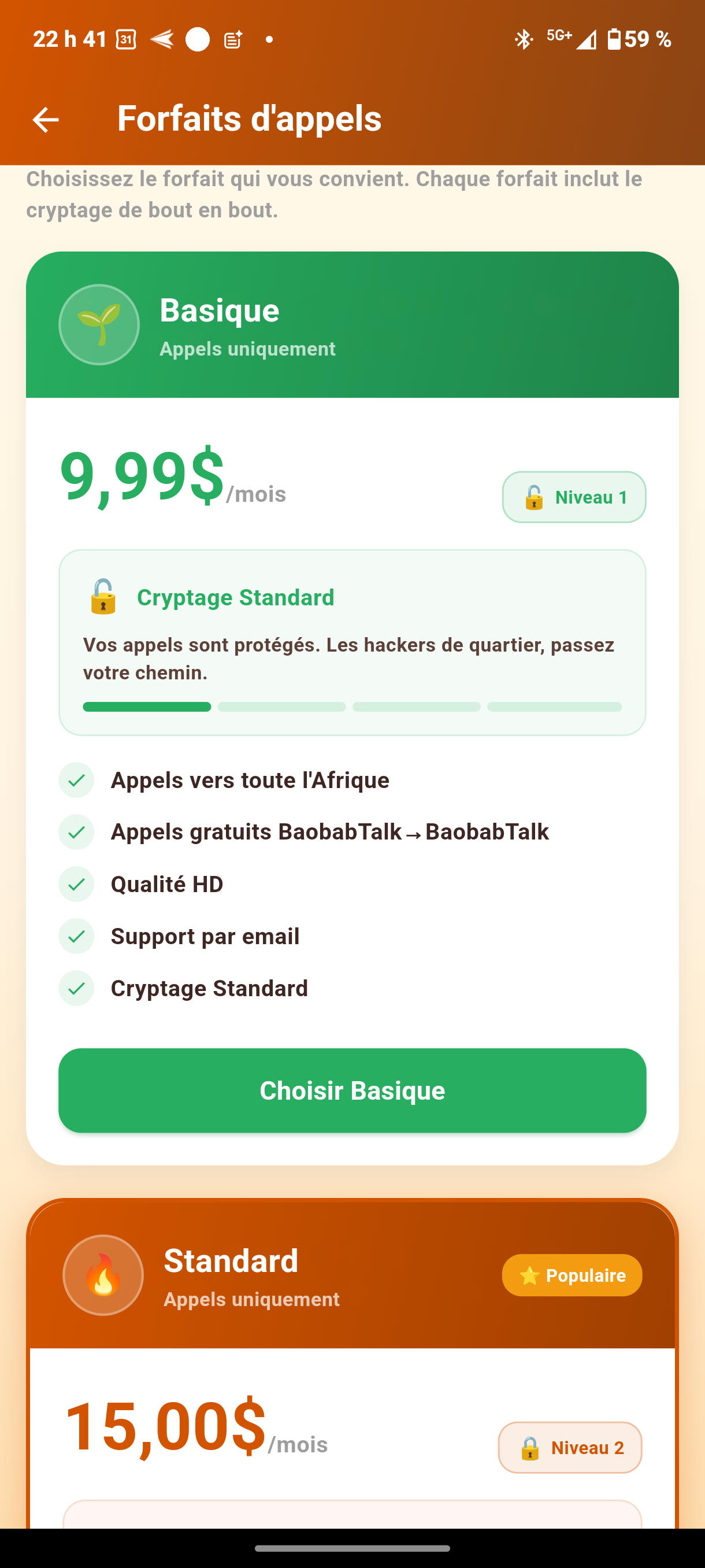 Forfaits BaobabTalk